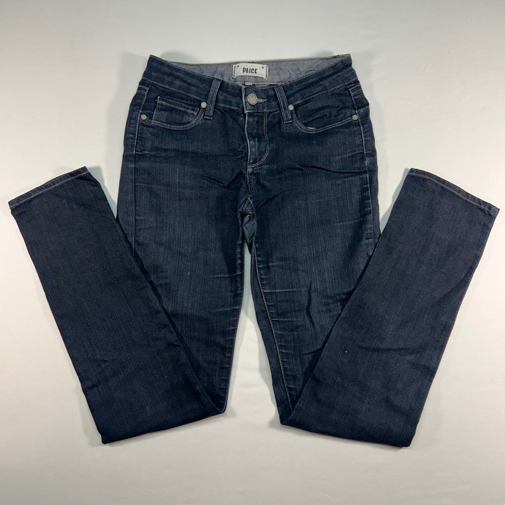 Paige Skyline Skinny Jeans Dark Indigo Blue Denim Womens Size 25